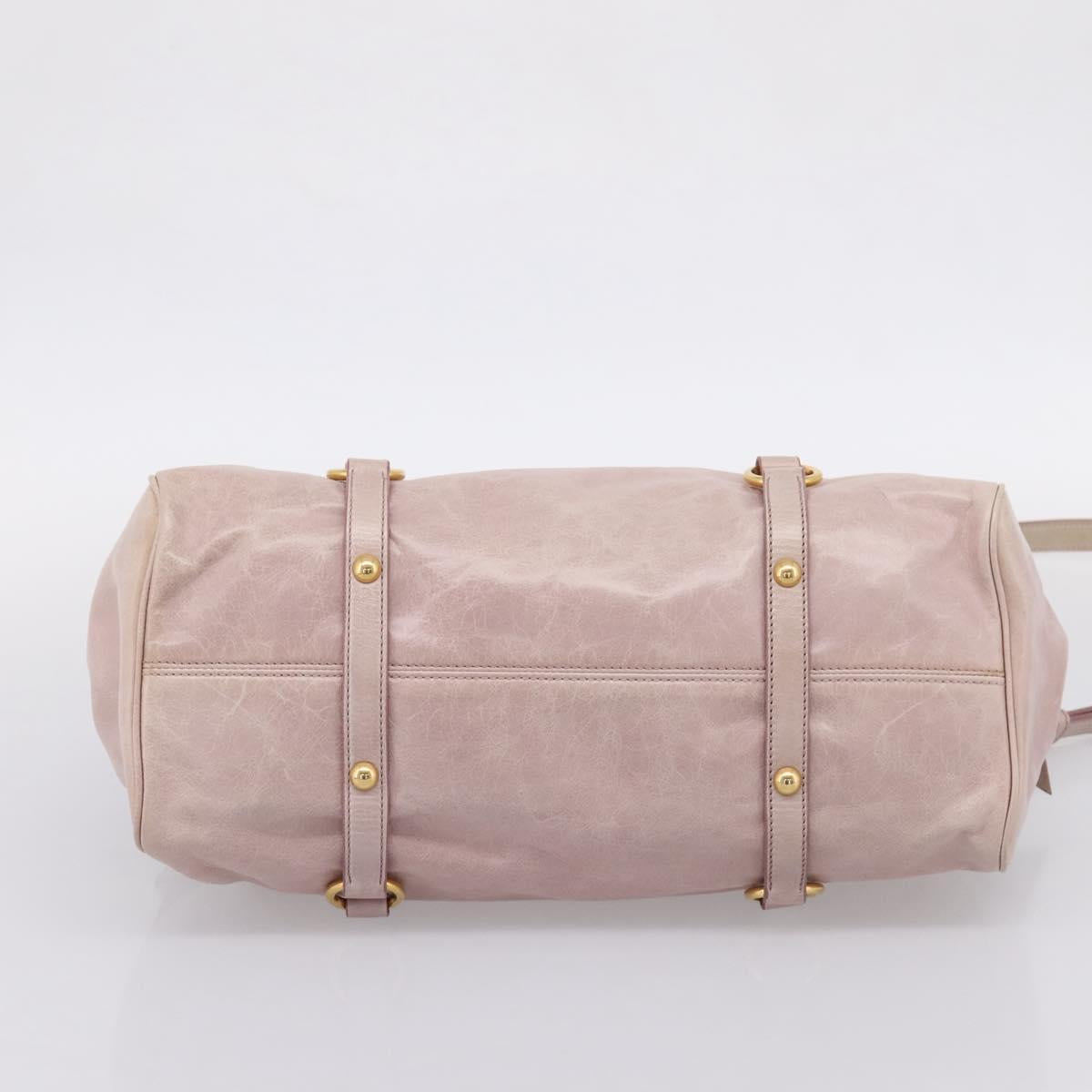 Miu Miu Hand Bag Vitellolux 2way Pink Gold Auth 206251M