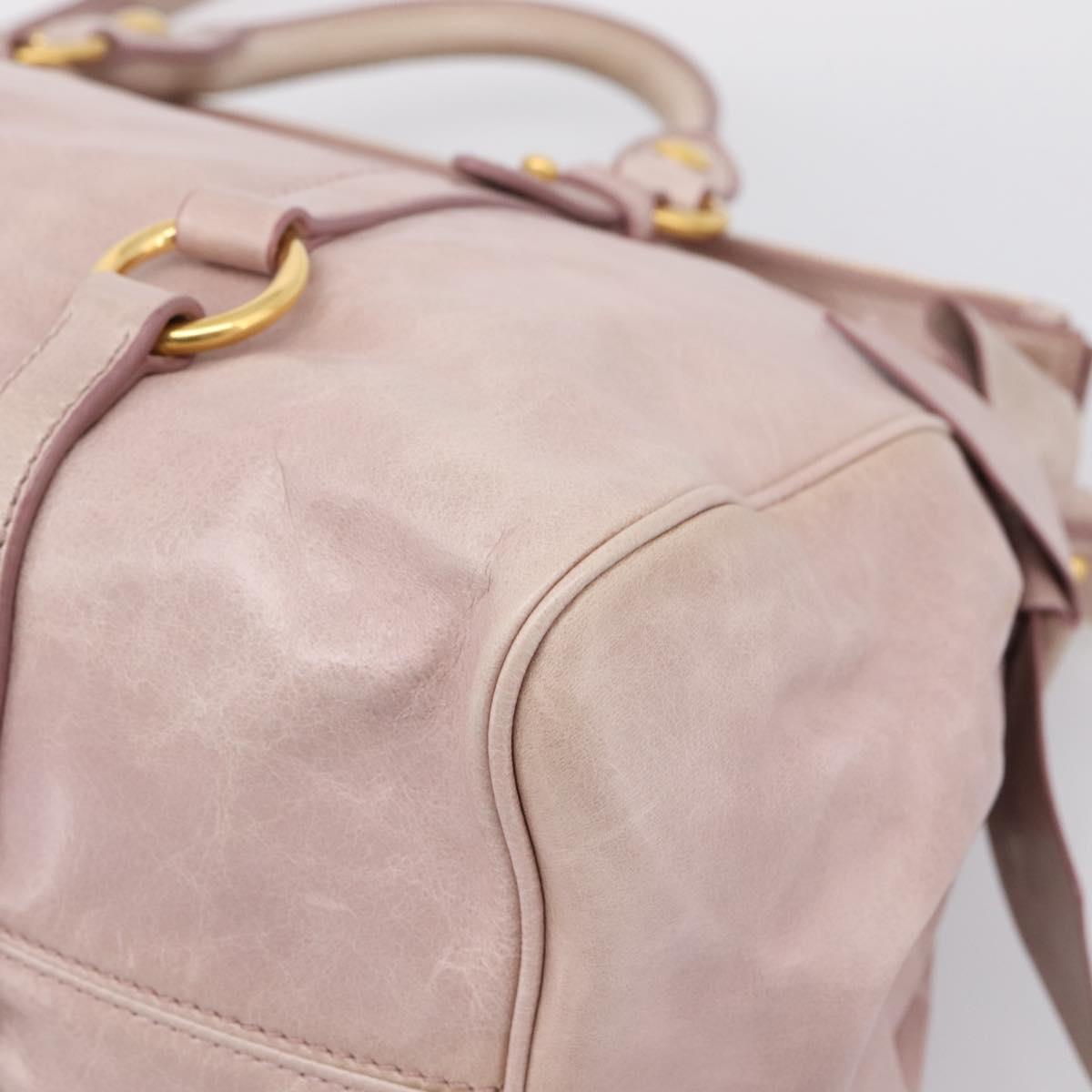 Miu Miu Hand Bag Vitellolux 2way Pink Gold Auth 206251M