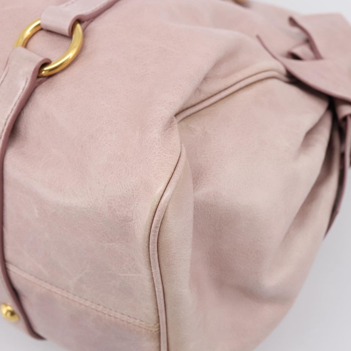 Miu Miu Hand Bag Vitellolux 2way Pink Gold Auth 206251M