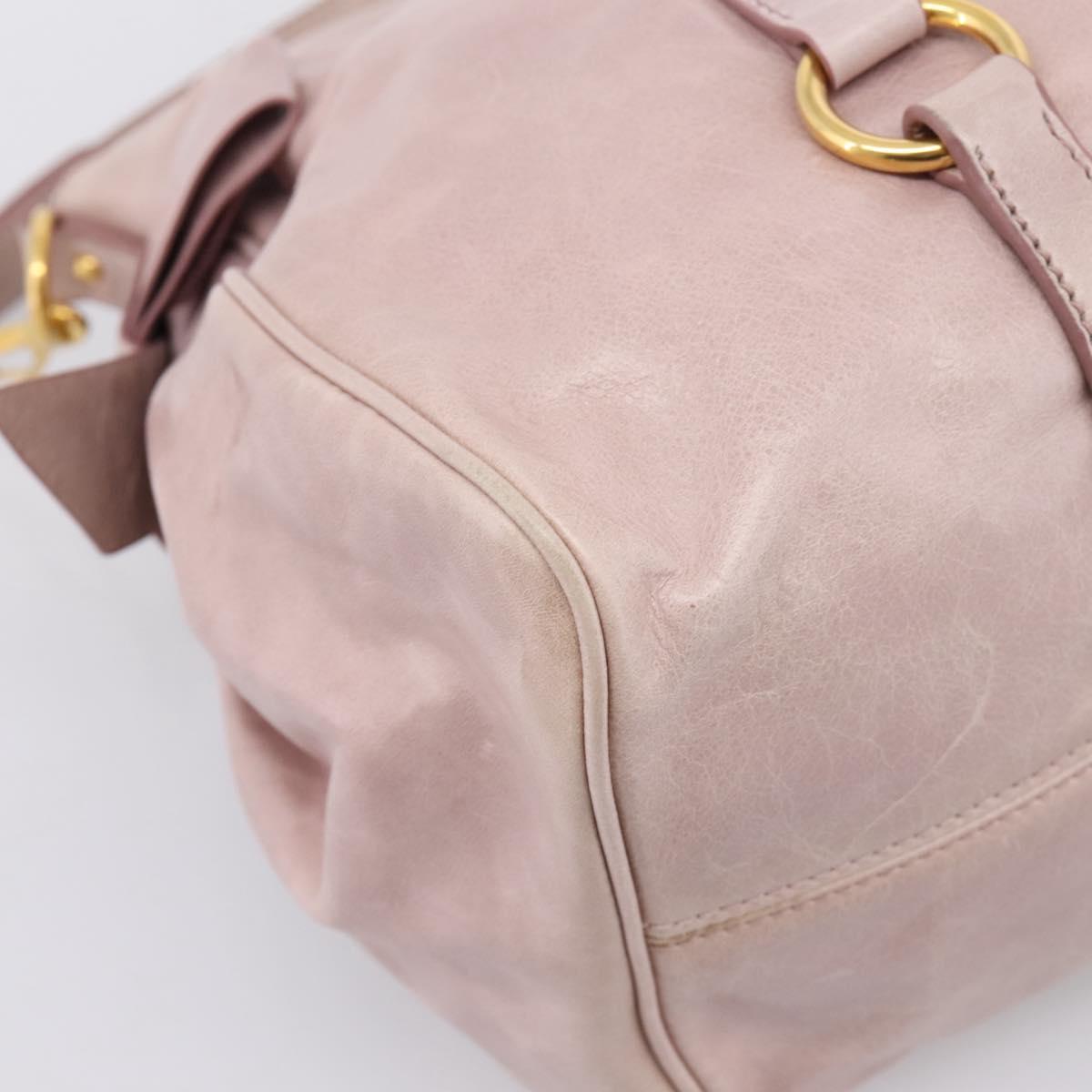 Miu Miu Hand Bag Vitellolux 2way Pink Gold Auth 206251M
