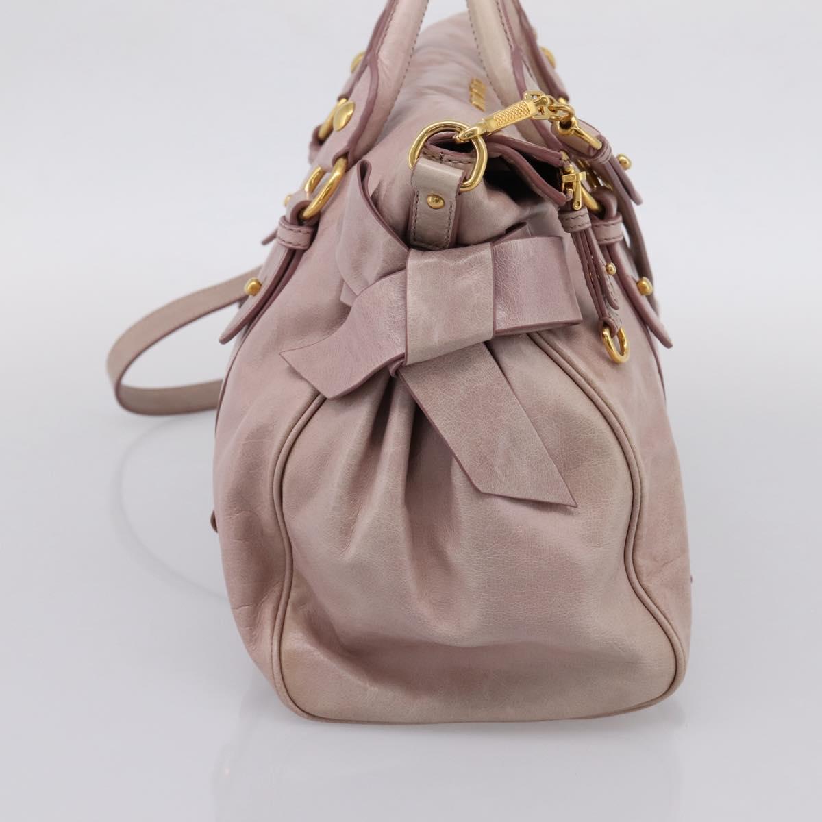 Miu Miu Hand Bag Vitellolux 2way Pink Gold Auth 206251M