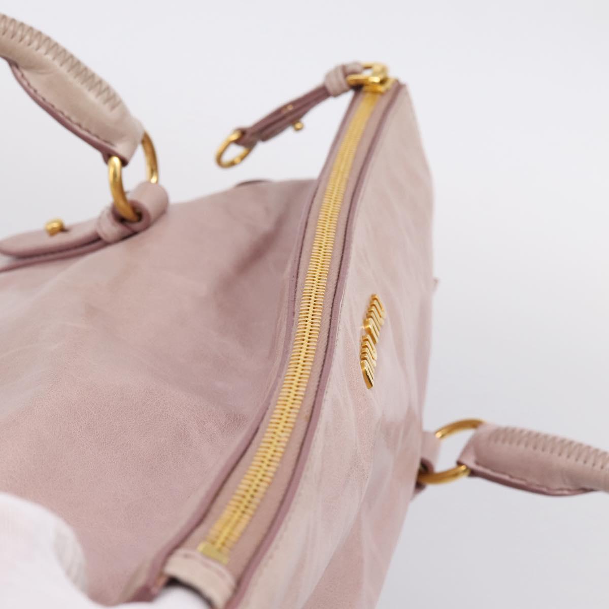 Miu Miu Hand Bag Vitellolux 2way Pink Gold Auth 206251M
