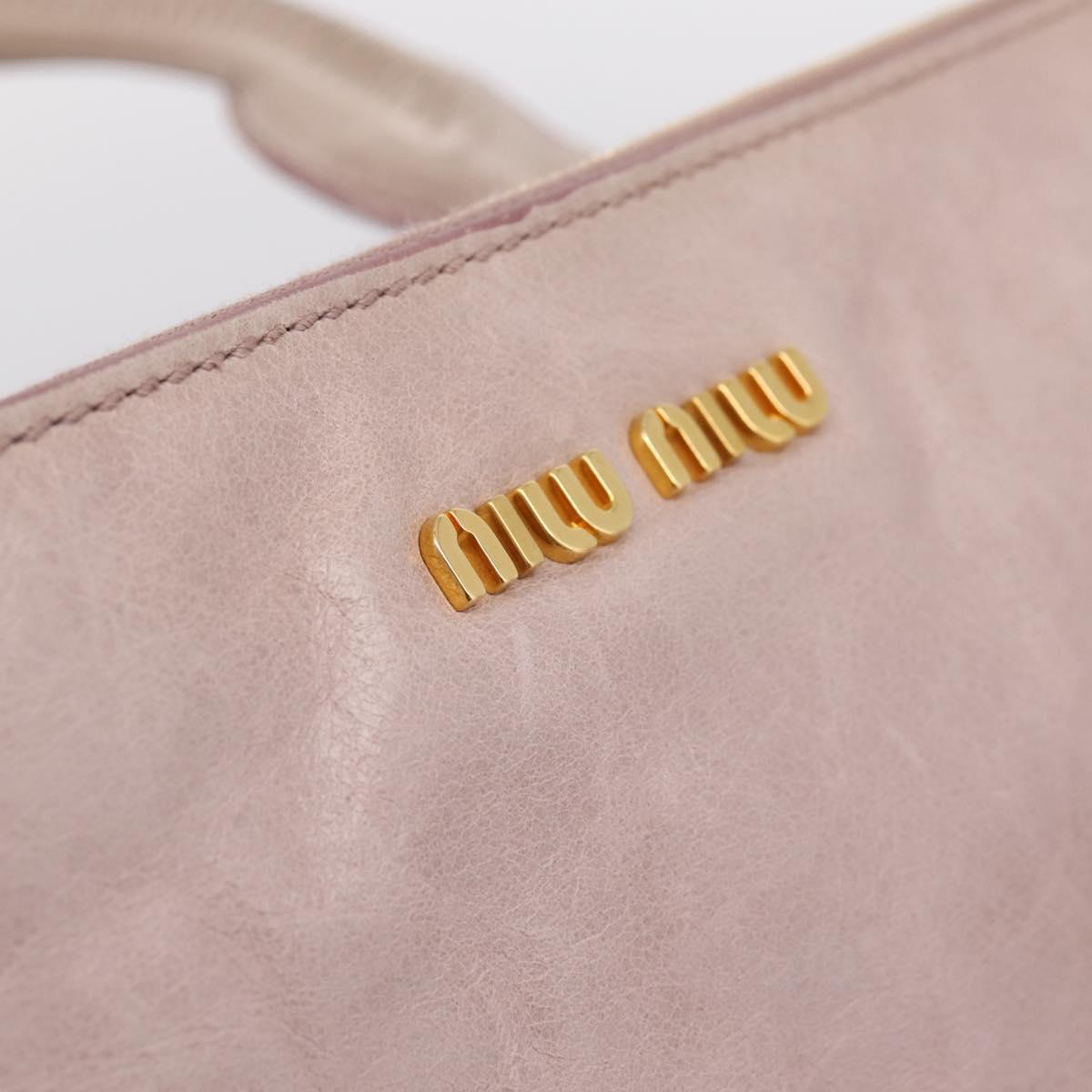 Miu Miu Hand Bag Vitellolux 2way Pink Gold Auth 206251M