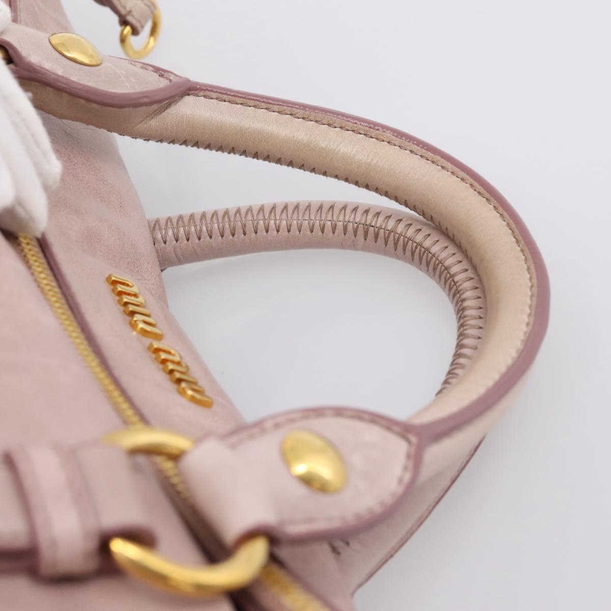 Miu Miu Hand Bag Vitellolux 2way Pink Gold Auth 206251M