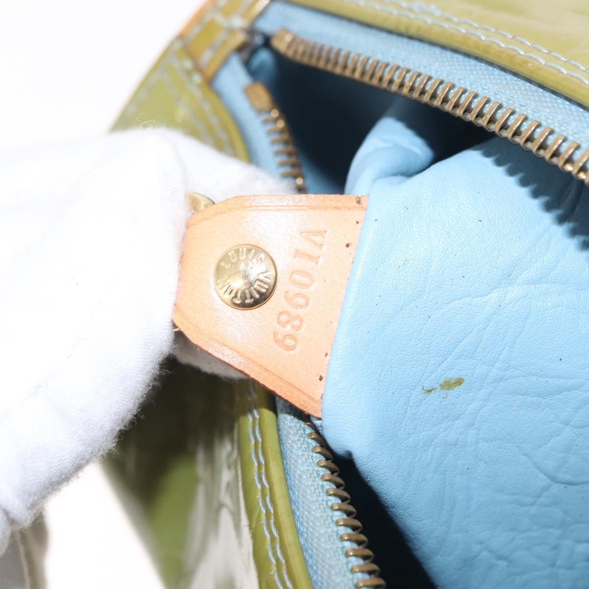 LOUIS VUITTON Monogram Vernis Bedford Hand Bag Baby Blue M91007 LV Auth 206254