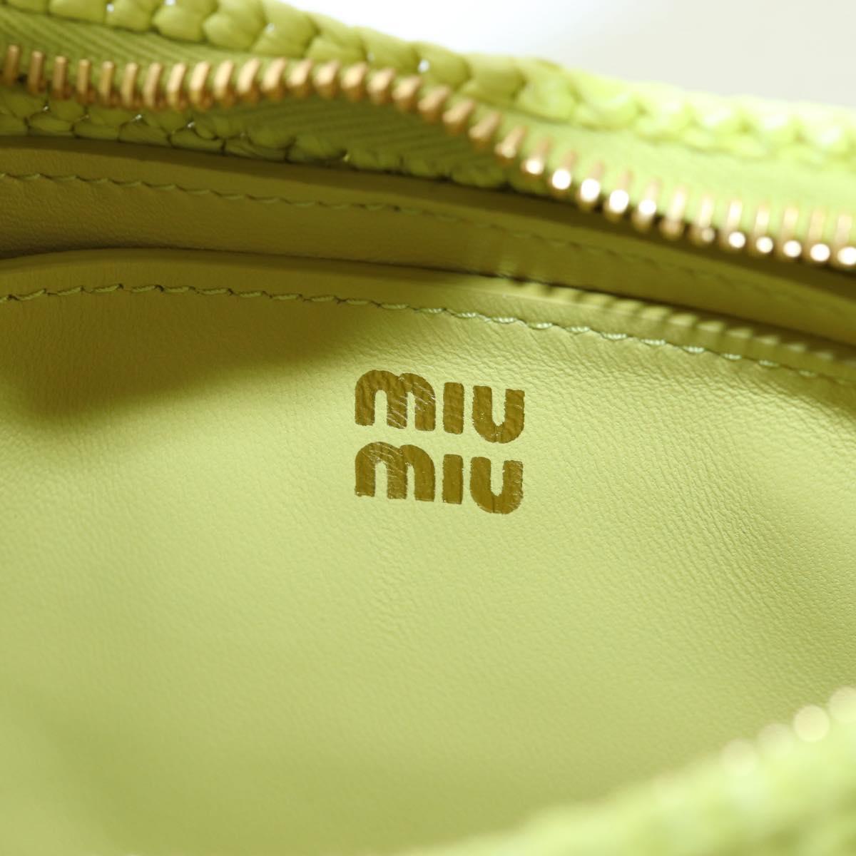 Miu Miu Wonder Hand Bag straw 2way Yellow Gold Auth 206257SAM