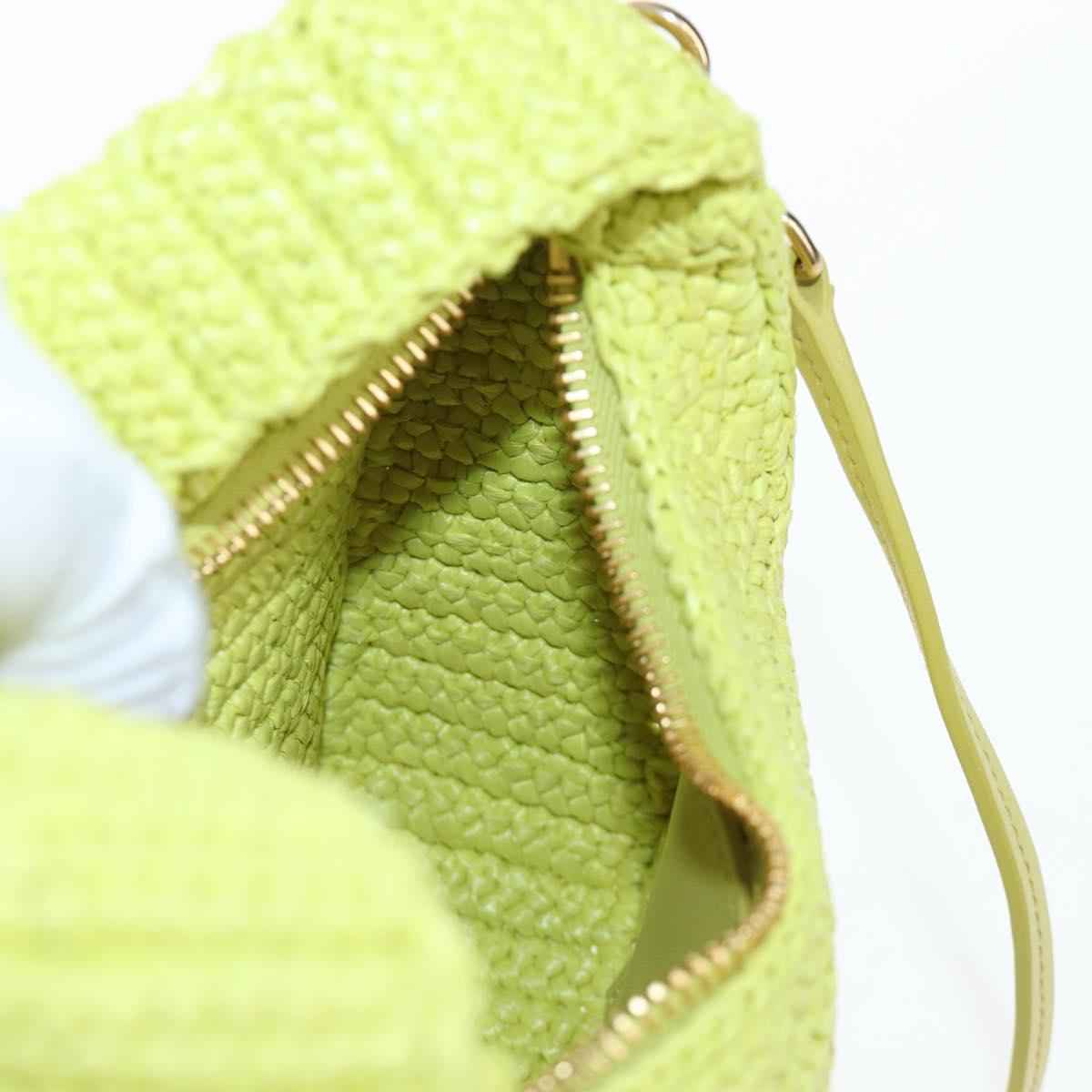 Miu Miu Wonder Hand Bag straw 2way Yellow Gold Auth 206257SAM