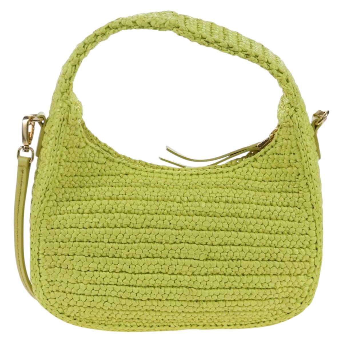 Miu Miu Wonder Hand Bag straw 2way Yellow Gold Auth 206257SAM