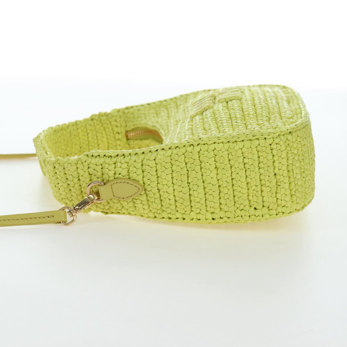 Miu Miu Wonder Hand Bag straw 2way Yellow Gold Auth 206257SAM