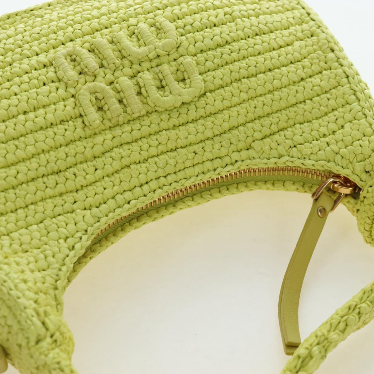 Miu Miu Wonder Hand Bag straw 2way Yellow Gold Auth 206257SAM