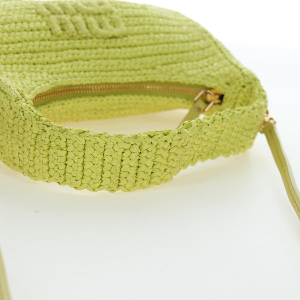 Miu Miu Wonder Hand Bag straw 2way Yellow Gold Auth 206257SAM