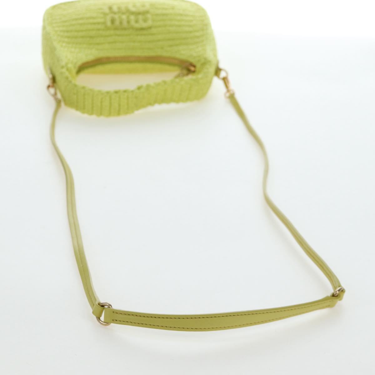 Miu Miu Wonder Hand Bag straw 2way Yellow Gold Auth 206257SAM
