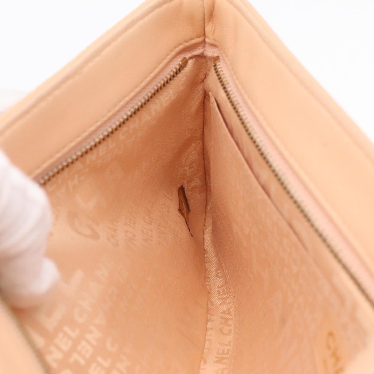 CHANEL Choco Bar Chain Shoulder Bag Silk Pink Gold CC Auth 206258SAM