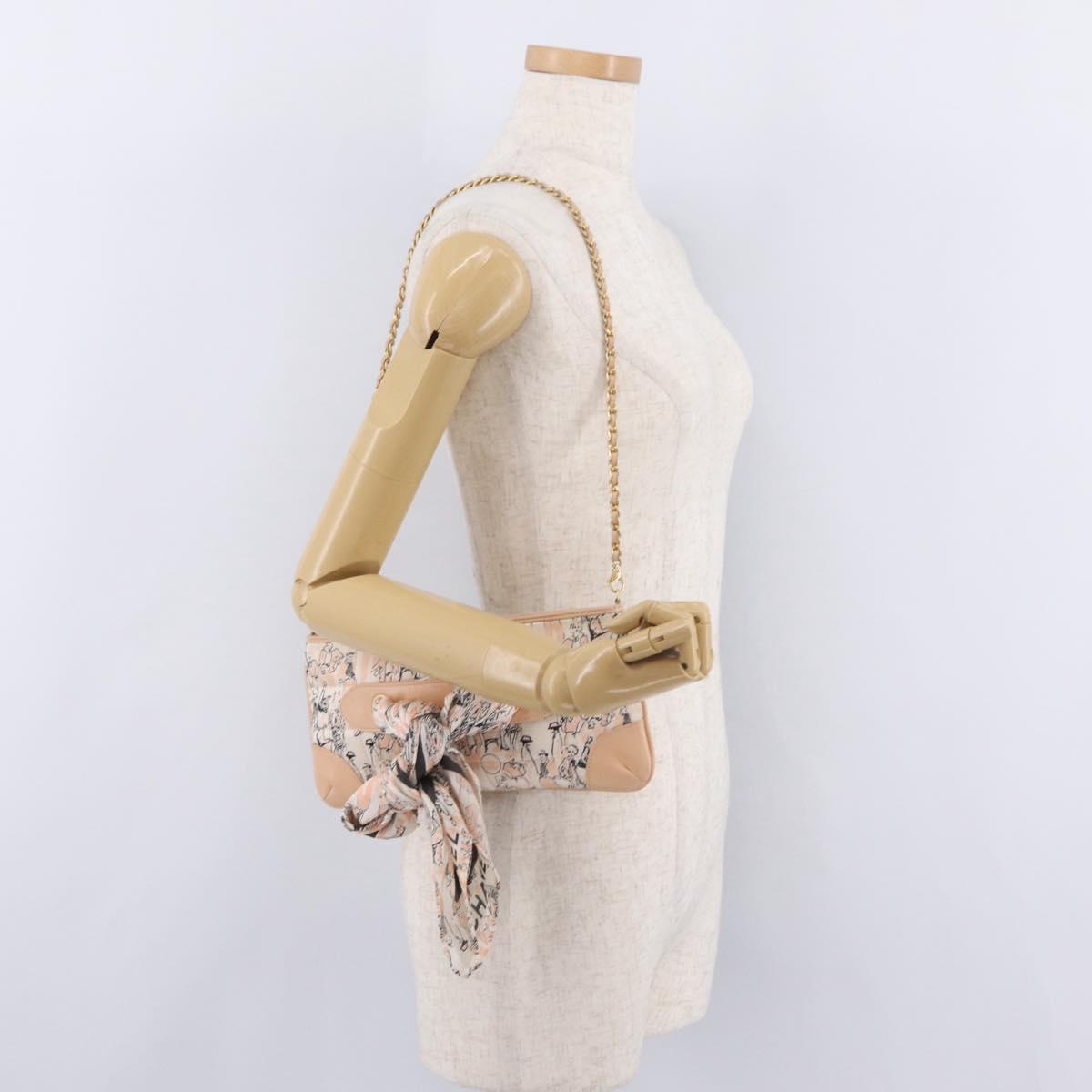CHANEL Choco Bar Chain Shoulder Bag Silk Pink Gold CC Auth 206258SAM