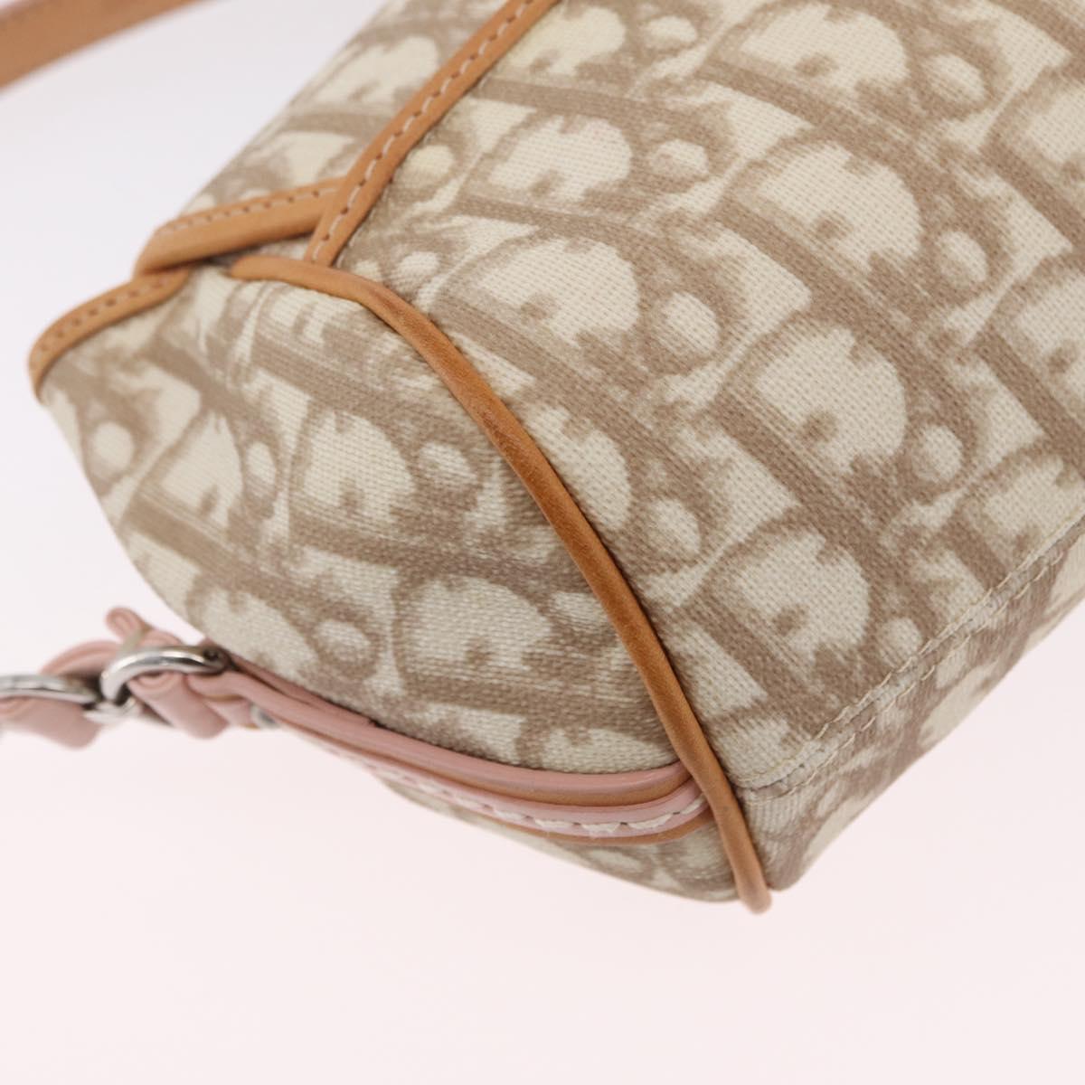 Christian Dior Trotter Canvas Romantic Chain Bag PVC Ivory Silver Auth 206260SAM