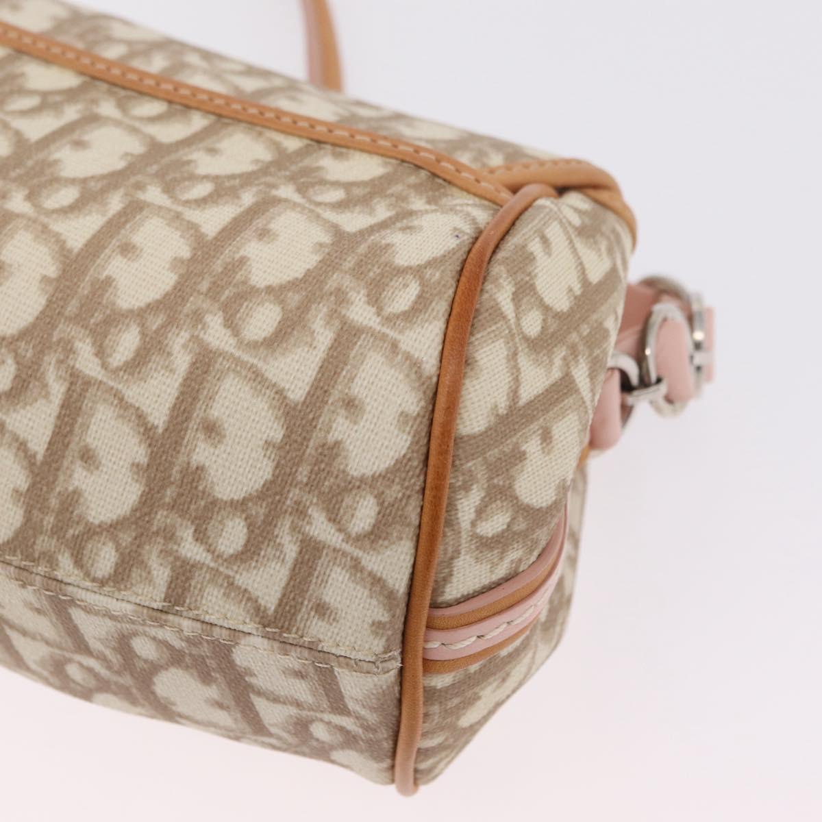 Christian Dior Trotter Canvas Romantic Chain Bag PVC Ivory Silver Auth 206260SAM