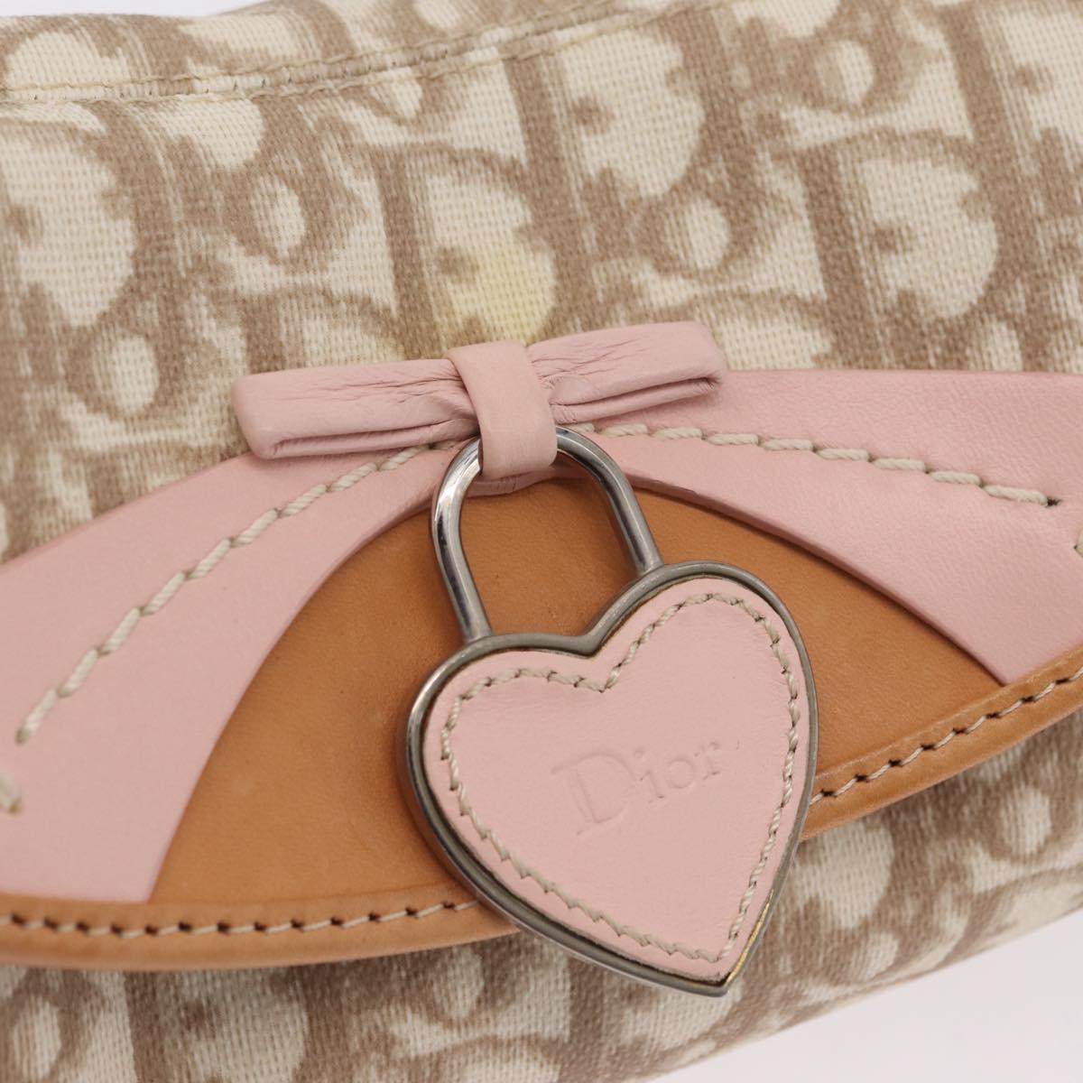 Christian Dior Trotter Canvas Romantic Chain Bag PVC Ivory Silver Auth 206260SAM