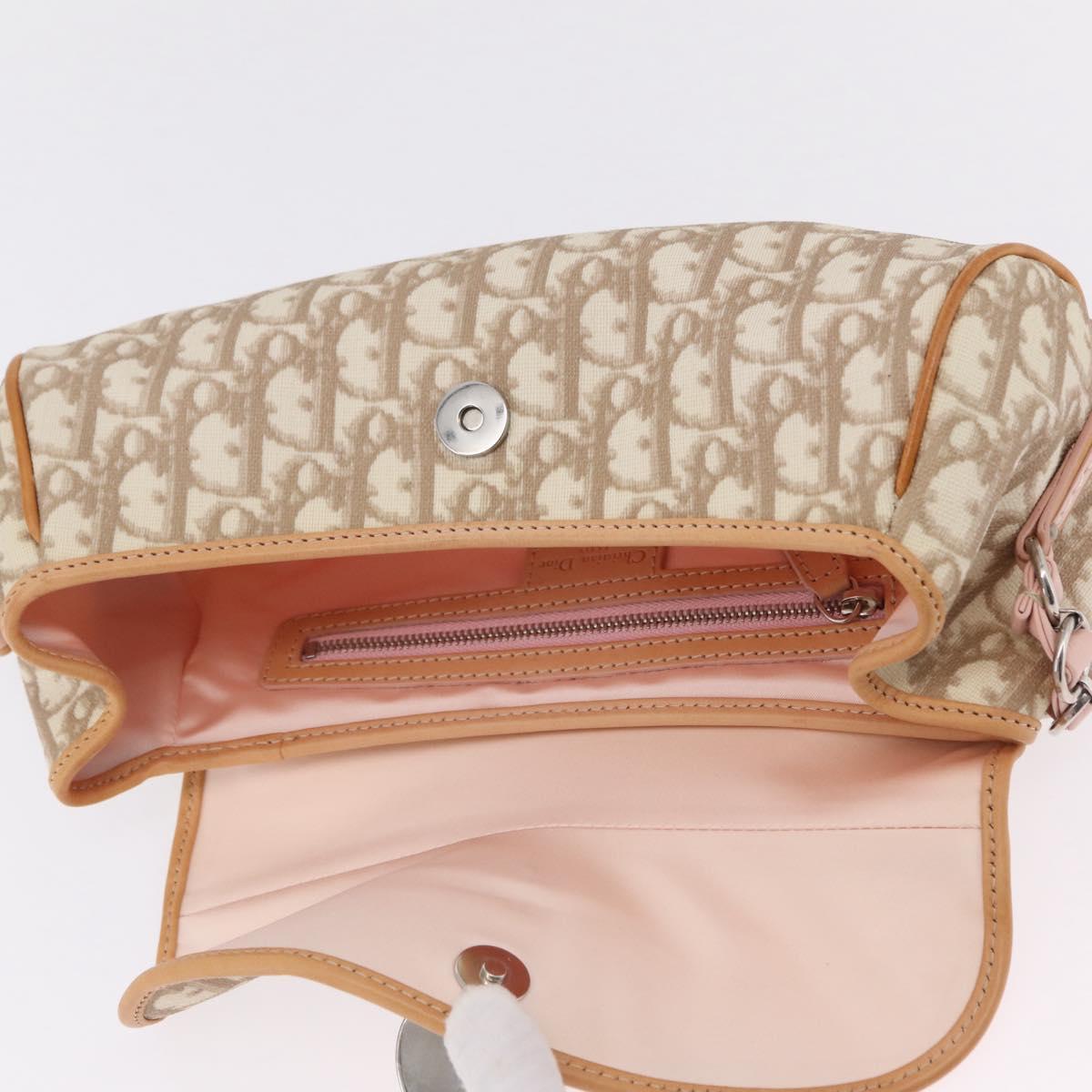 Christian Dior Trotter Canvas Romantic Chain Bag PVC Ivory Silver Auth 206260SAM