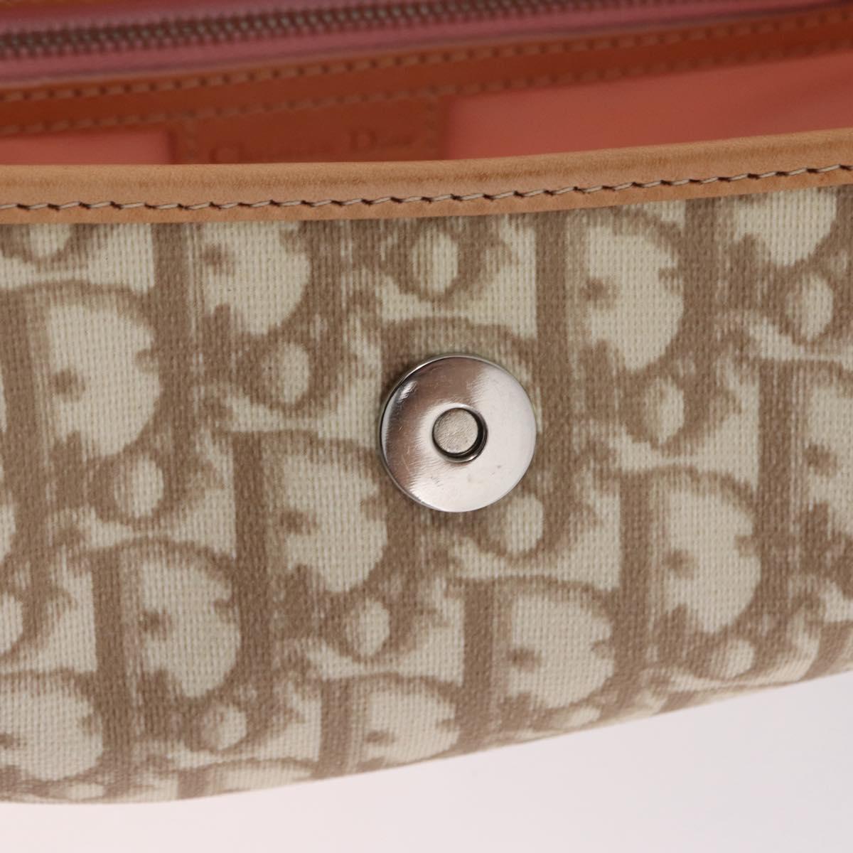 Christian Dior Trotter Canvas Romantic Chain Bag PVC Ivory Silver Auth 206260SAM