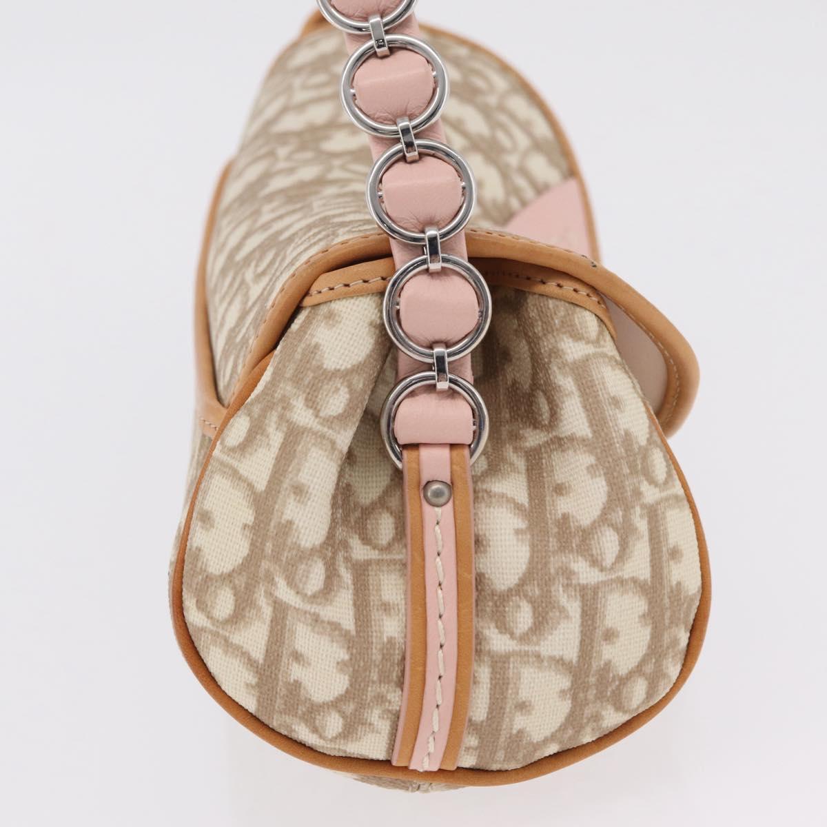 Christian Dior Trotter Canvas Romantic Chain Bag PVC Ivory Silver Auth 206260SAM