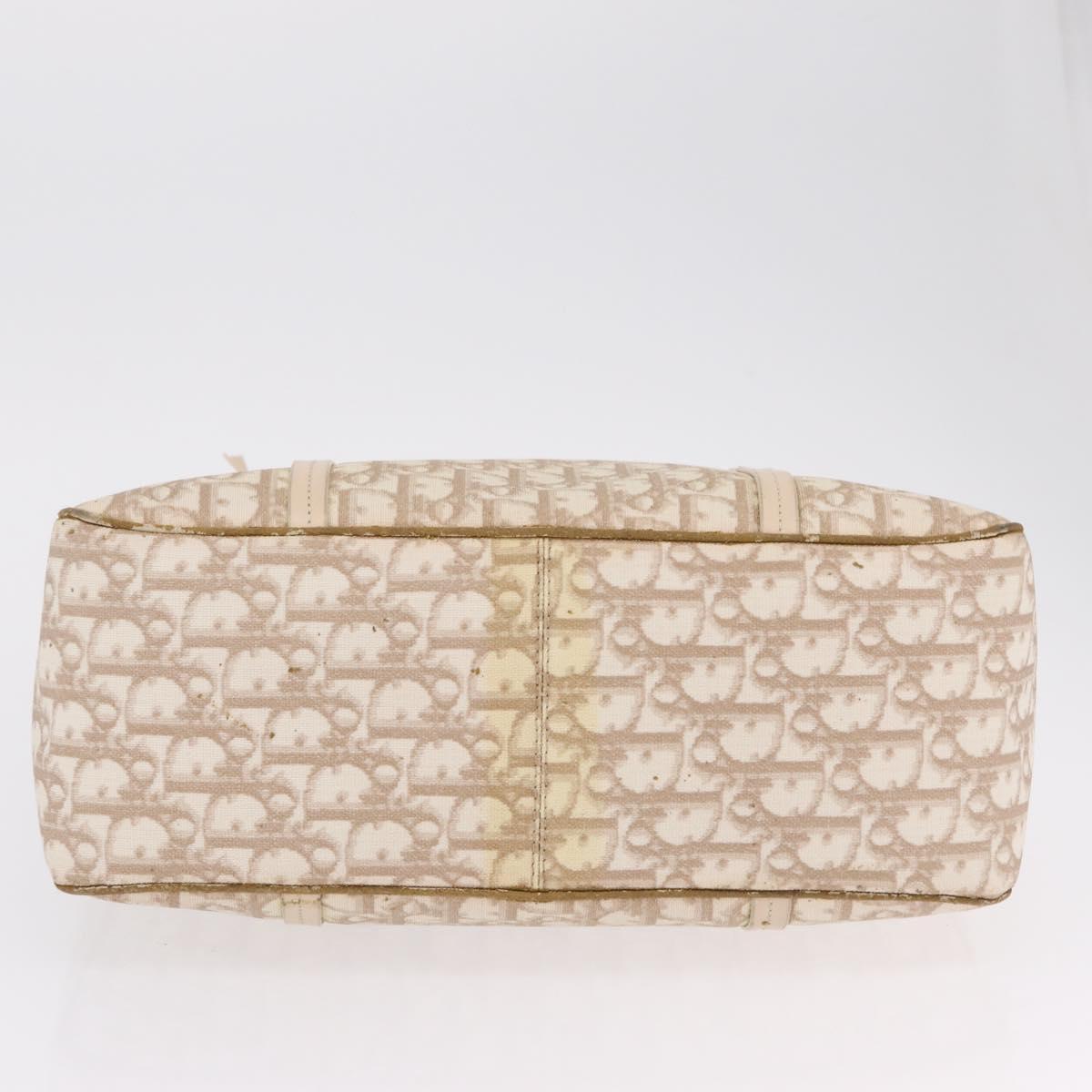 Christian Dior Trotter Canvas Chain Tote Bag PVC Ivory Silver Auth 206261A