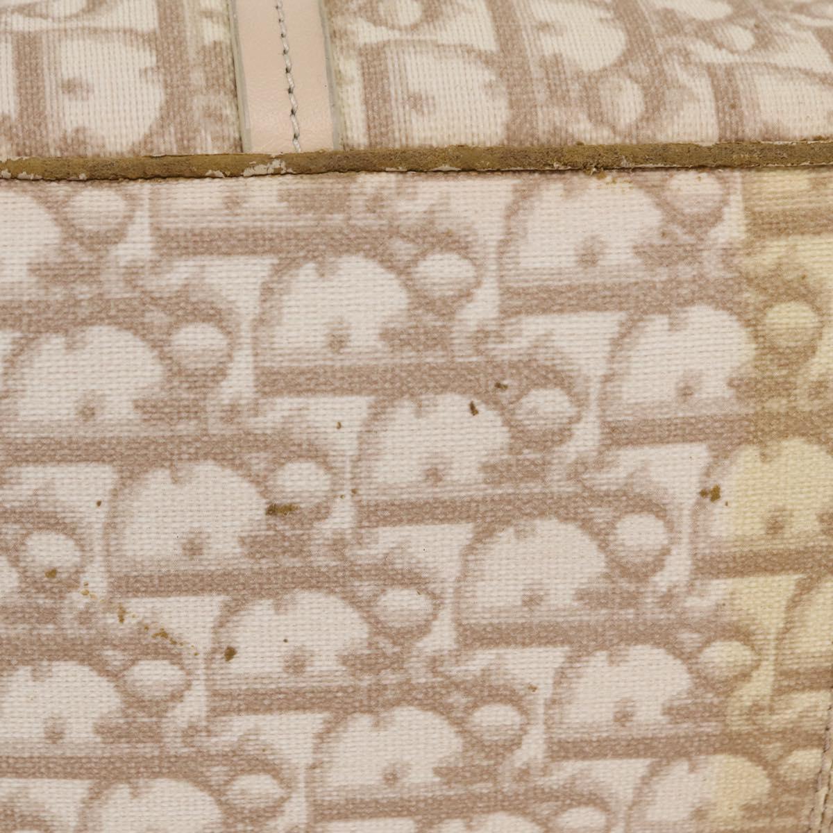 Christian Dior Trotter Canvas Chain Tote Bag PVC Ivory Silver Auth 206261A