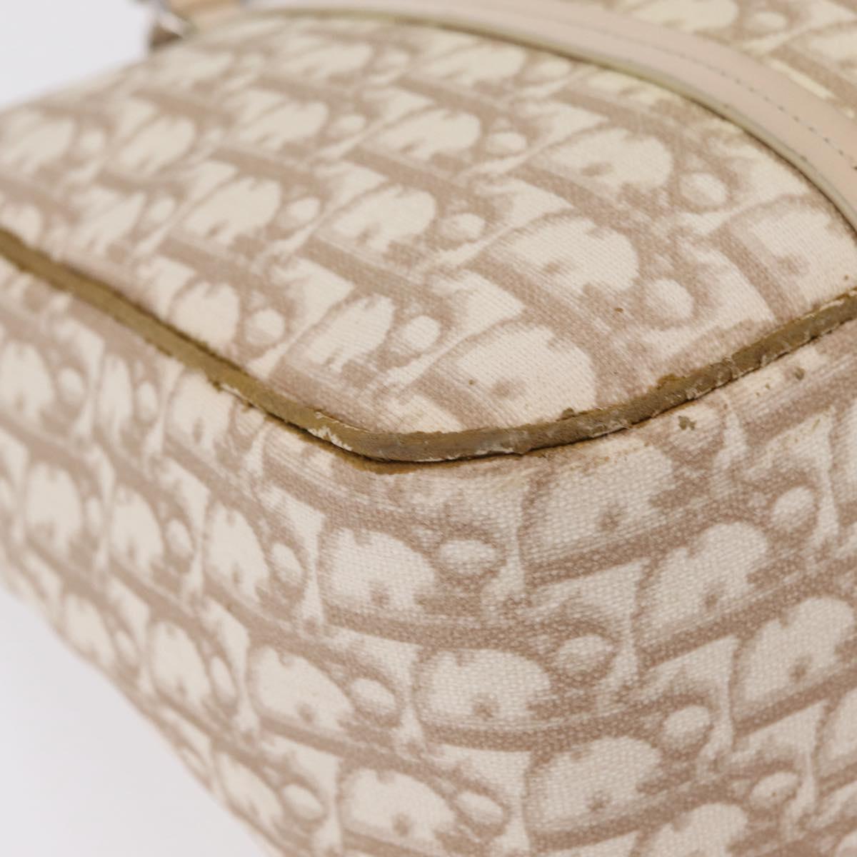 Christian Dior Trotter Canvas Chain Tote Bag PVC Ivory Silver Auth 206261A