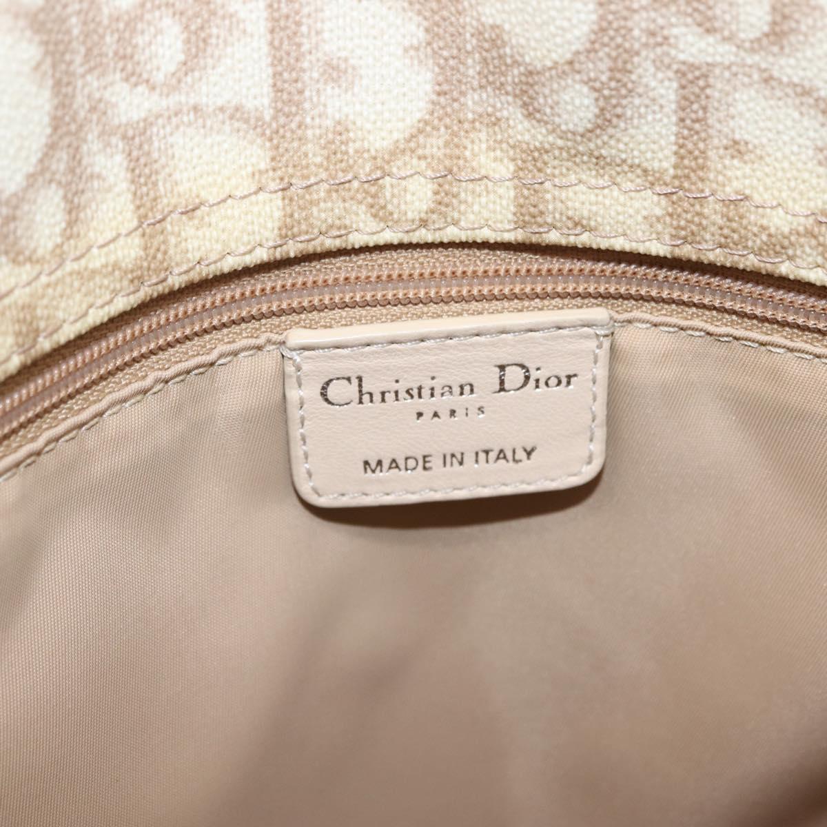 Christian Dior Trotter Canvas Chain Tote Bag PVC Ivory Silver Auth 206261A