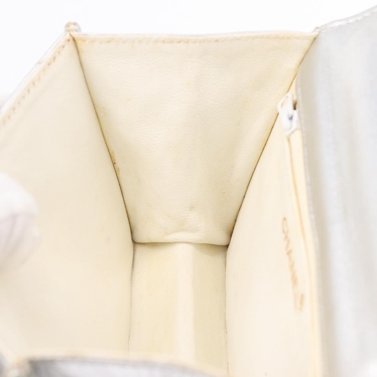 CHANEL V Stitch Hand Bag Lamb Skin Silver Gold CC Auth 206262SAV