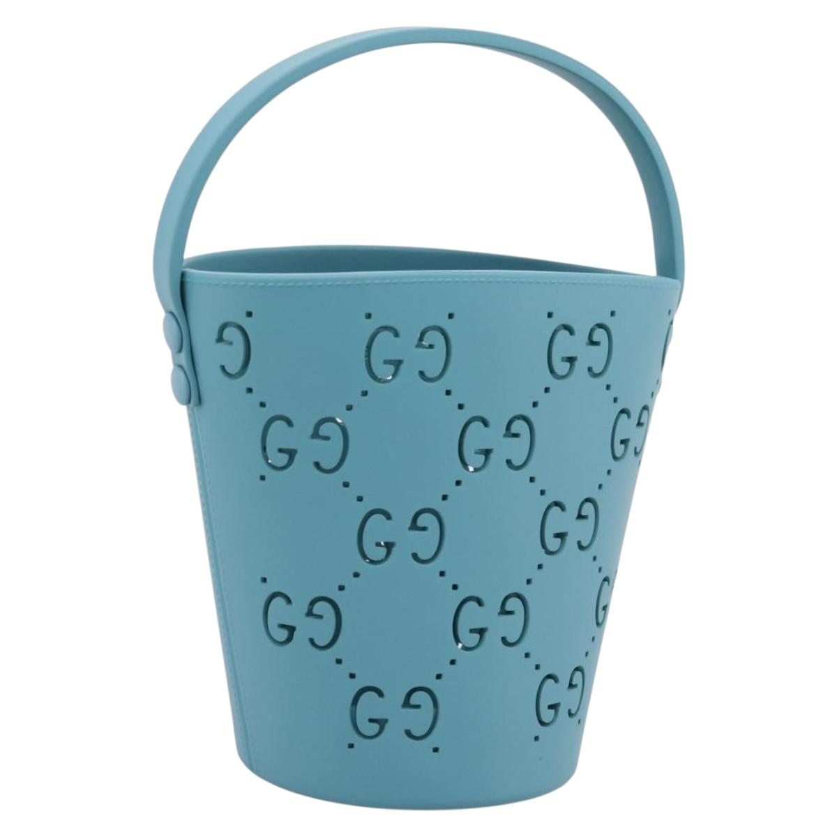 GUCCI Hand Bag Rubber Blue 723051 Auth 206264M