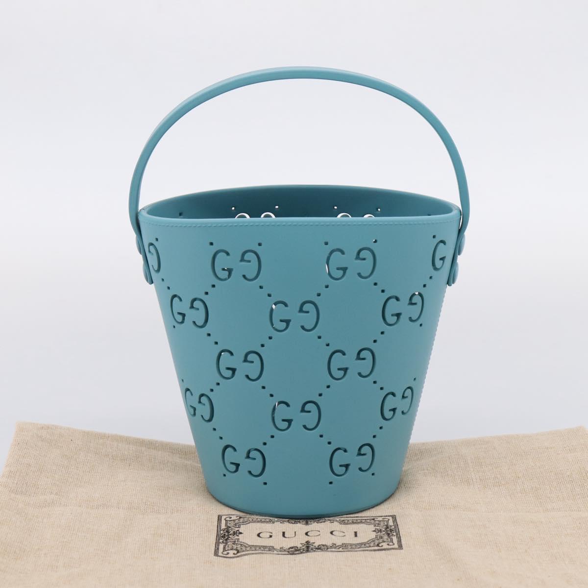 GUCCI Hand Bag Rubber Blue 723051 Auth 206264M