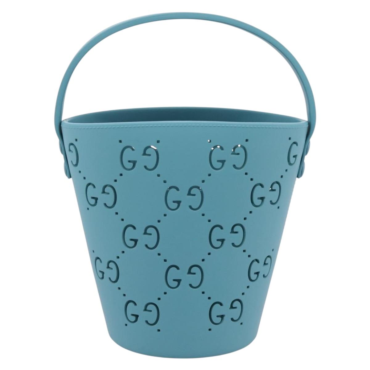 GUCCI Hand Bag Rubber Blue 723051 Auth 206264M