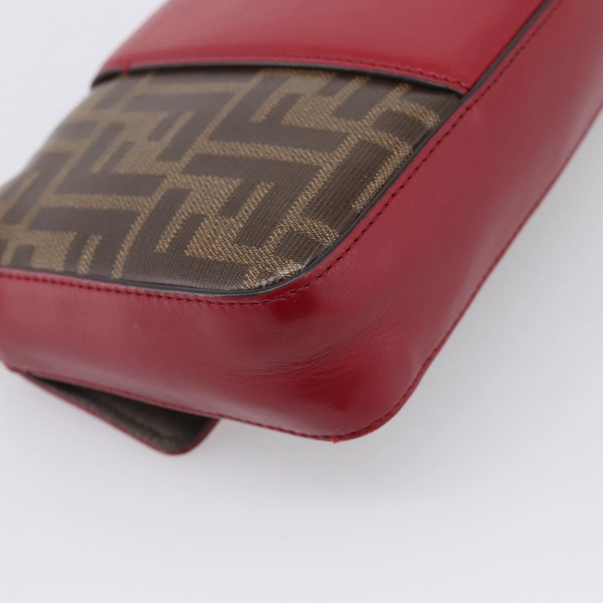 FENDI Zucca Canvas Chain Shoulder Bag PVC Gold Brown Auth 206270A