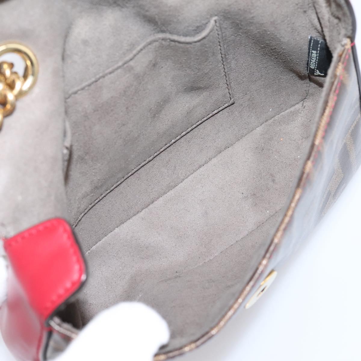 FENDI Zucca Canvas Chain Shoulder Bag PVC Gold Brown Auth 206270A