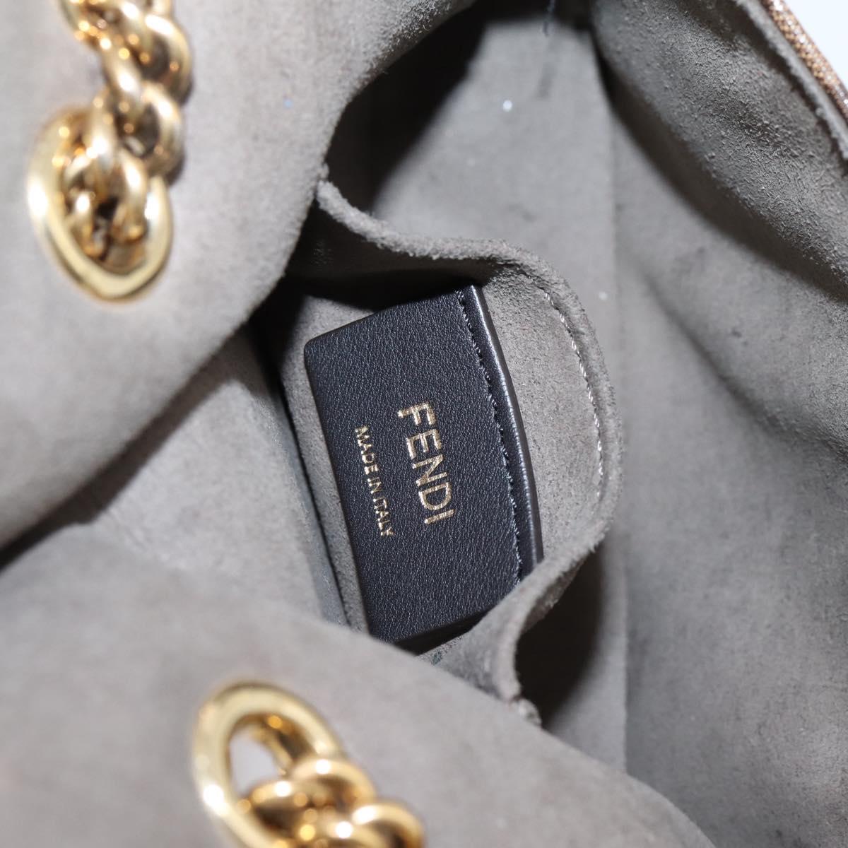 FENDI Zucca Canvas Chain Shoulder Bag PVC Gold Brown Auth 206270A