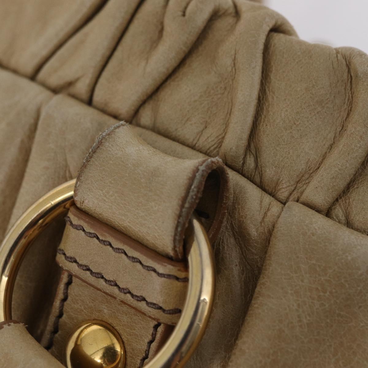 Miu Miu Vitellolux Matelasse Hand Bag Leather 2way Beige Gold Auth 206271A