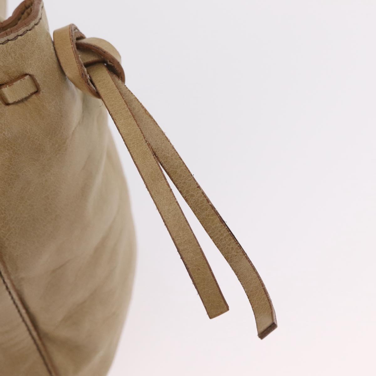 Miu Miu Vitellolux Matelasse Hand Bag Leather 2way Beige Gold Auth 206271A