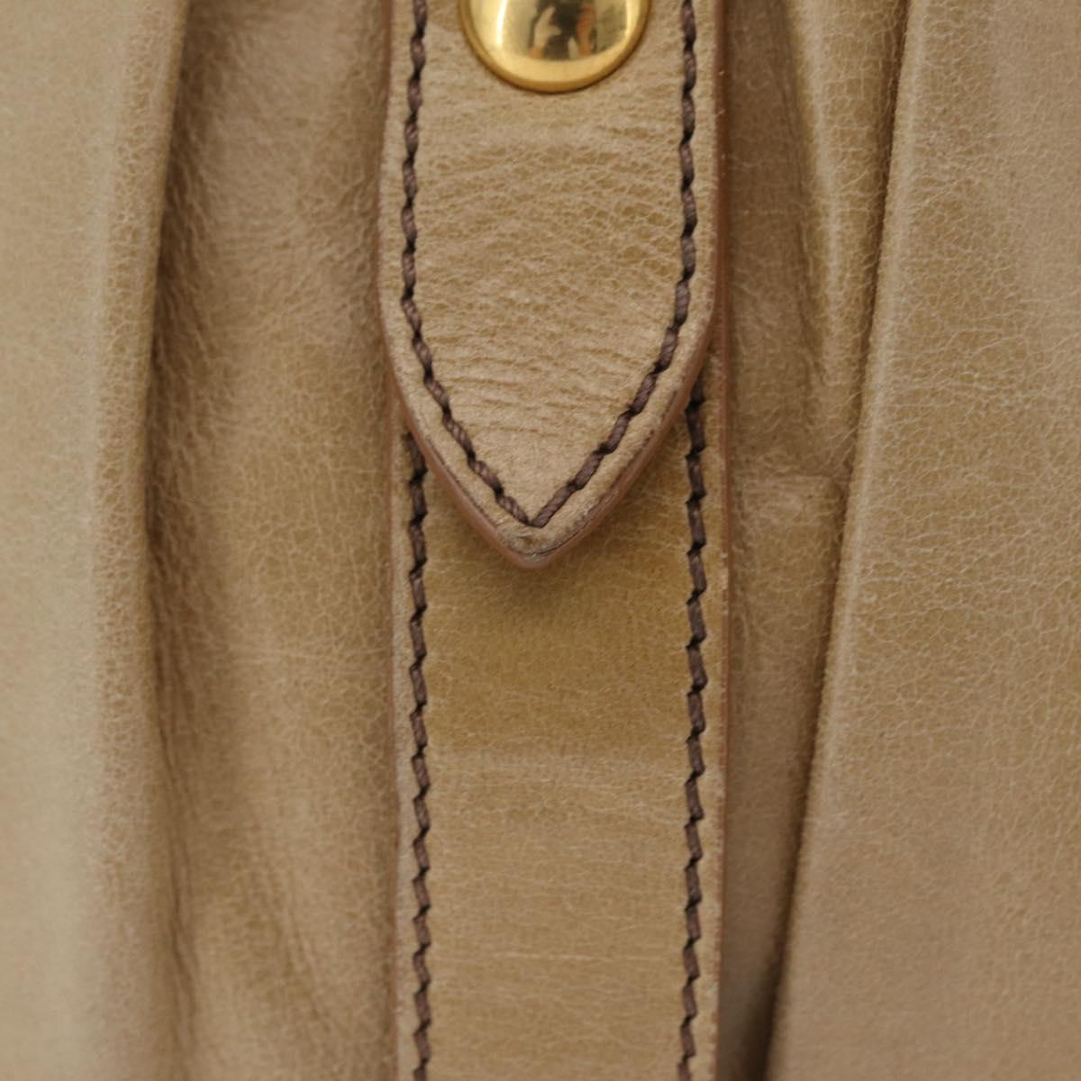 Miu Miu Vitellolux Matelasse Hand Bag Leather 2way Beige Gold Auth 206271A