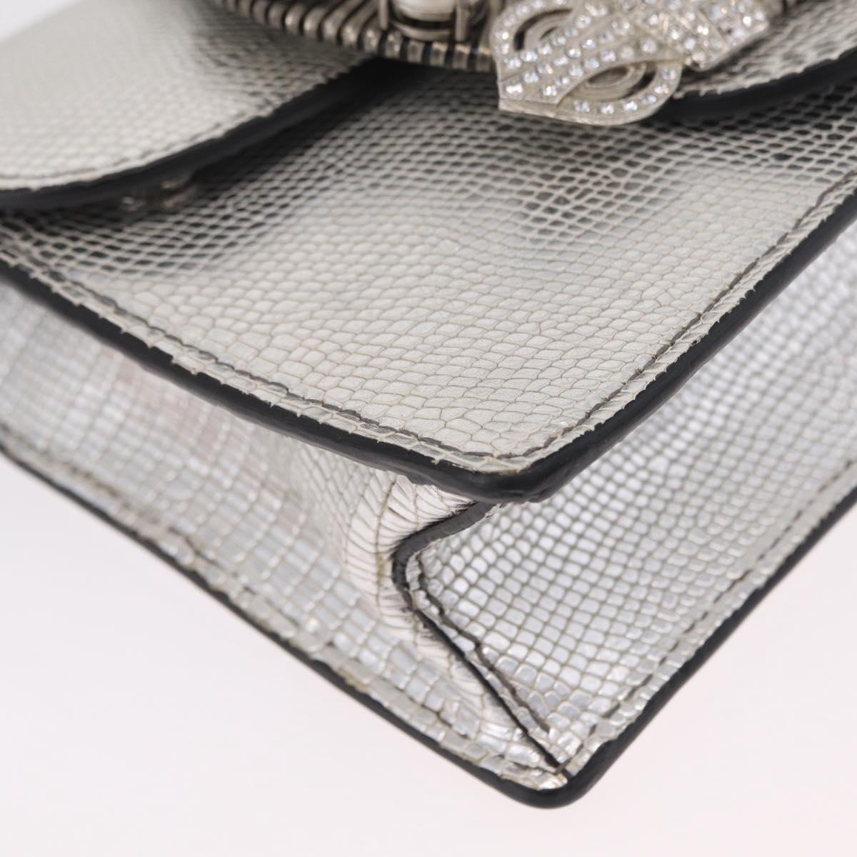 Miu Miu Shoulder Bag Leather Silver Auth 206274M