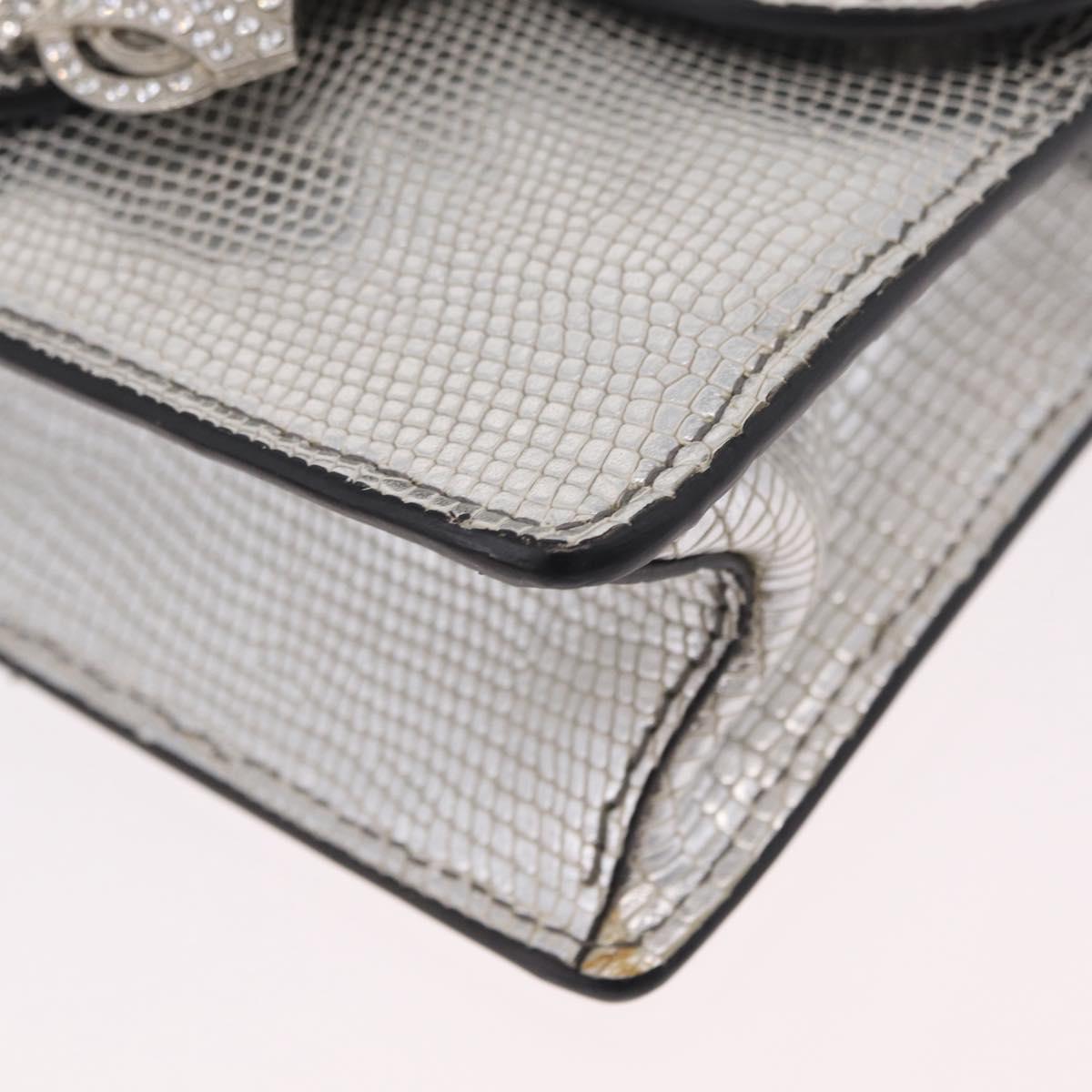 Miu Miu Shoulder Bag Leather Silver Auth 206274M