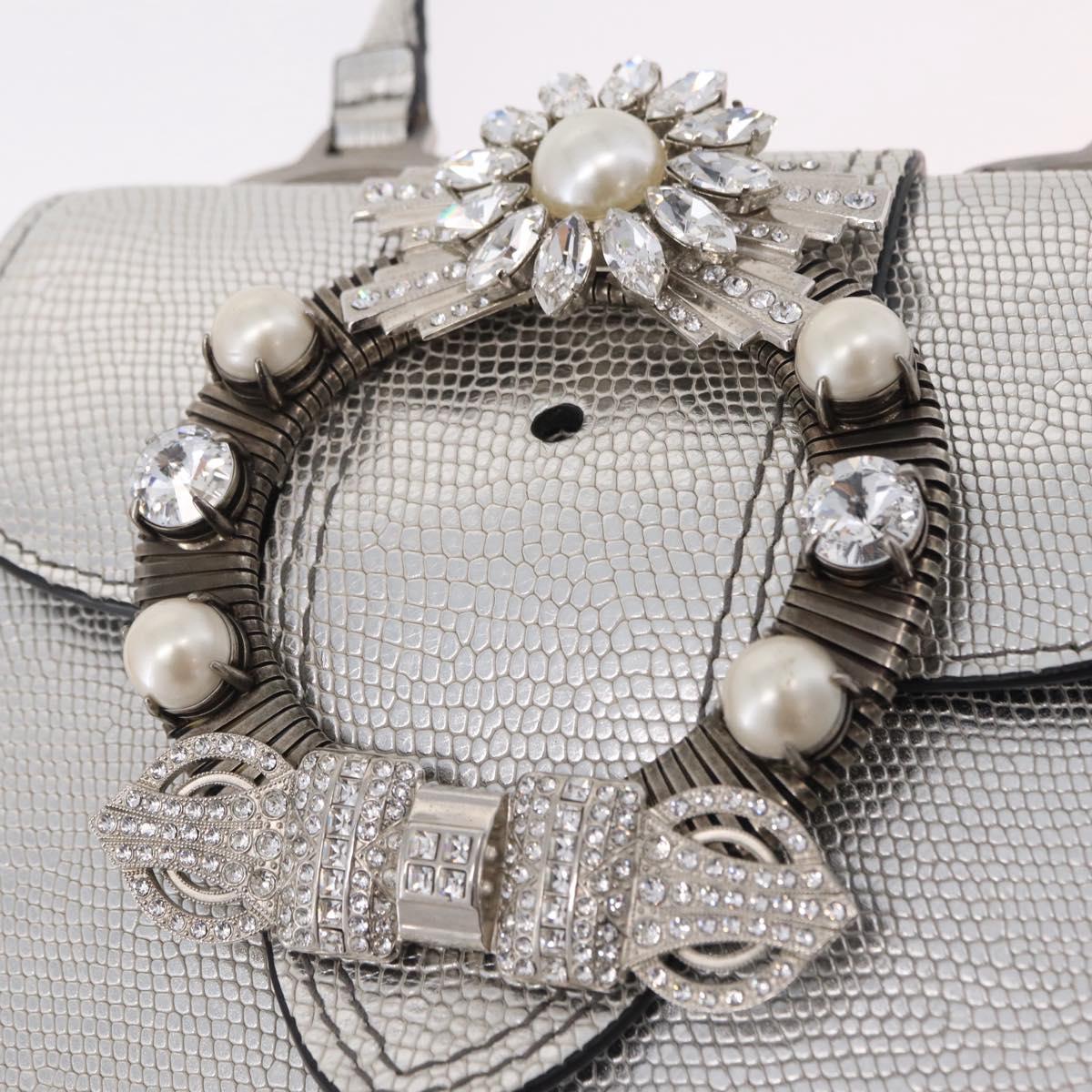 Miu Miu Shoulder Bag Leather Silver Auth 206274M