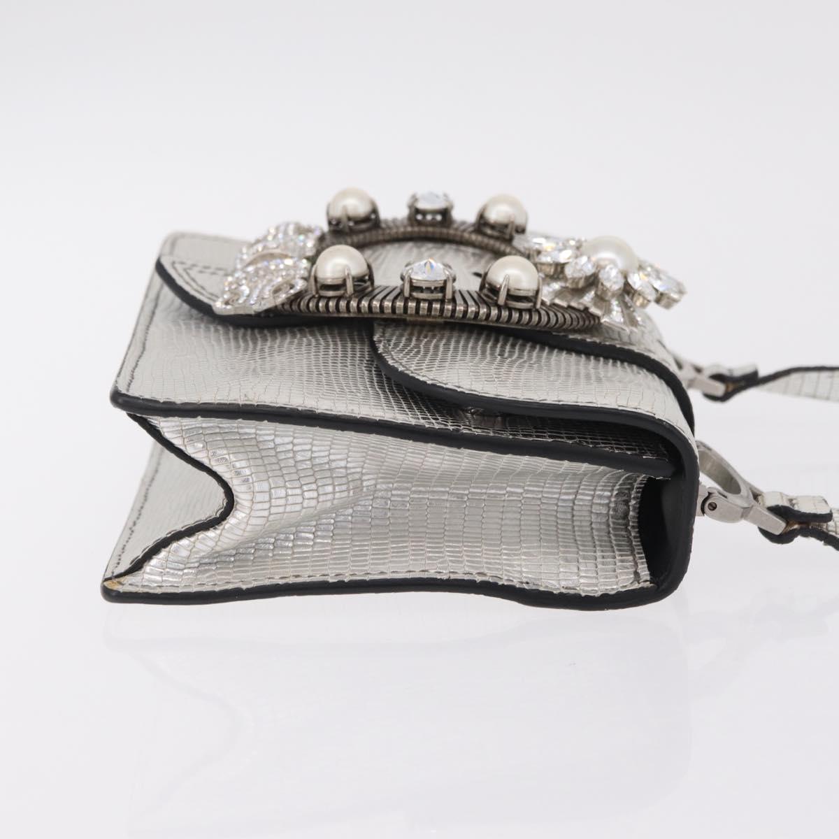 Miu Miu Shoulder Bag Leather Silver Auth 206274M