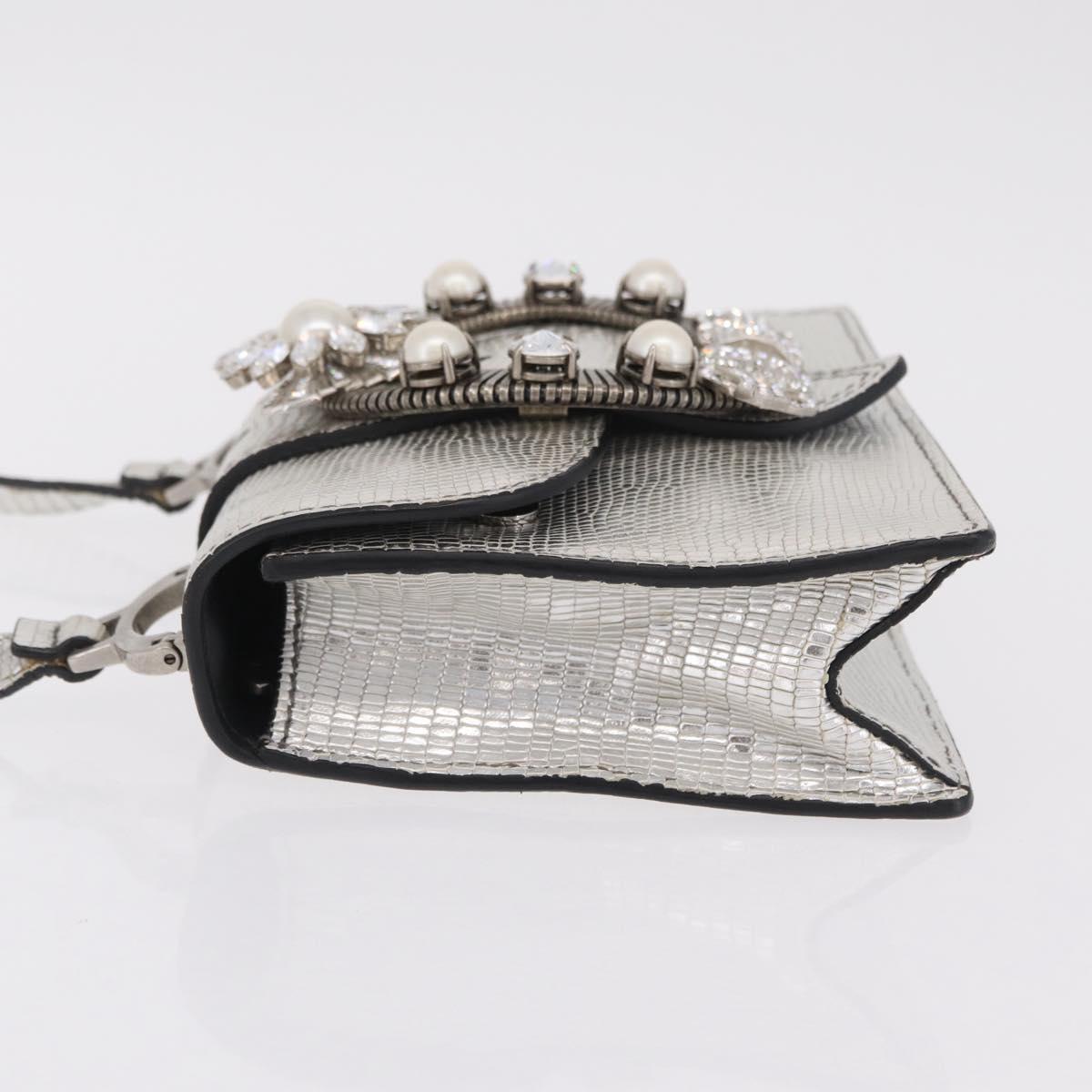 Miu Miu Shoulder Bag Leather Silver Auth 206274M