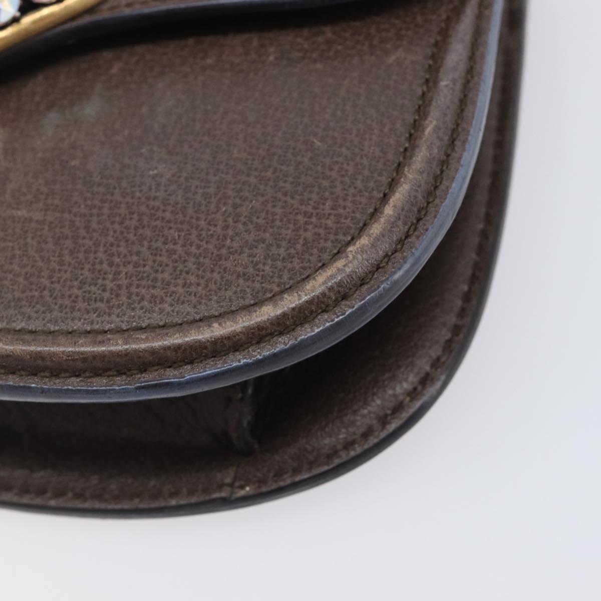 GUCCI Web Sherry Line Shoulder Bag Leather Brown Gold 500756 Auth 206277M