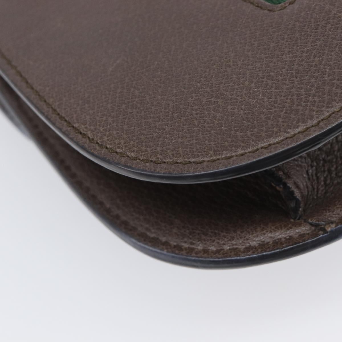GUCCI Web Sherry Line Shoulder Bag Leather Brown Gold 500756 Auth 206277M