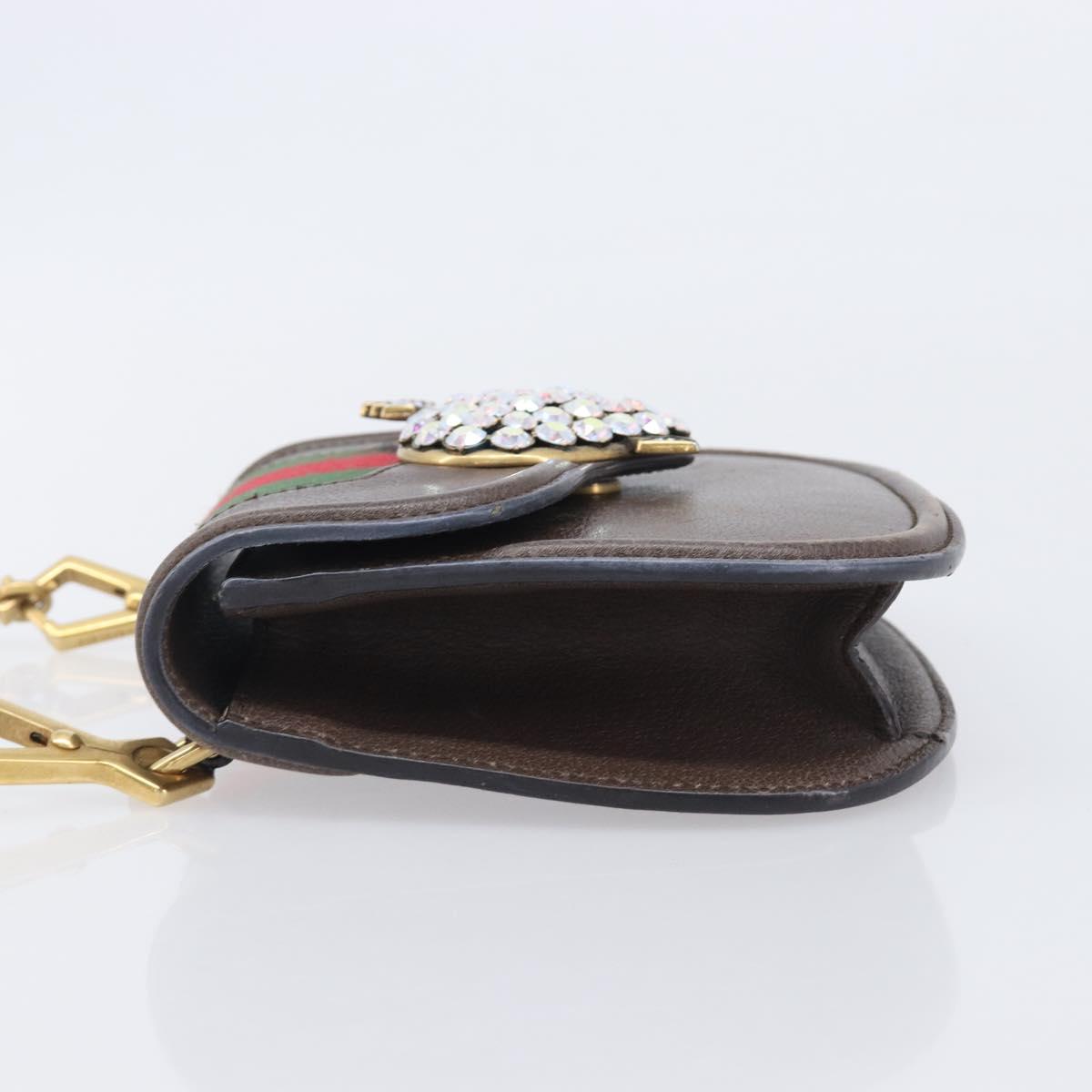 GUCCI Web Sherry Line Shoulder Bag Leather Brown Gold 500756 Auth 206277M