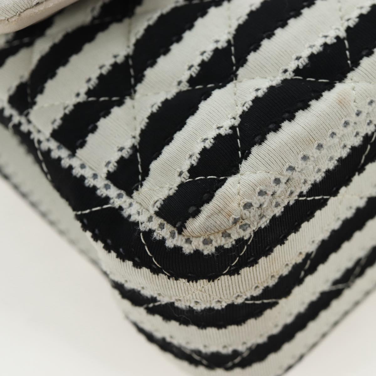 CHANEL Matelasse 25 Chain Shoulder Bag Canvas White Gold CC Auth 206278SM