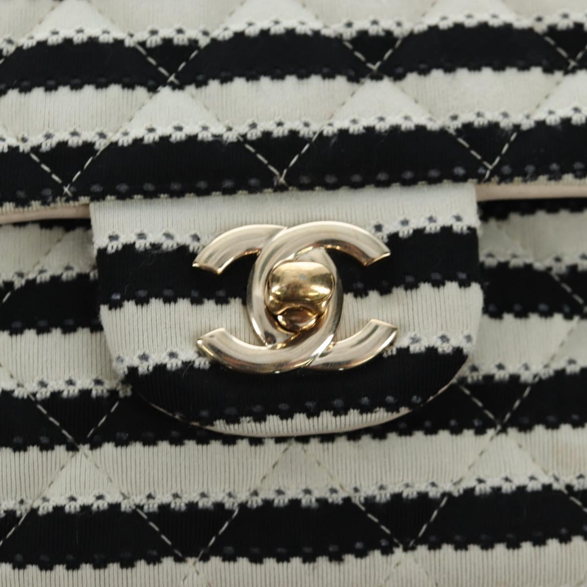 CHANEL Matelasse 25 Chain Shoulder Bag Canvas White Gold CC Auth 206278SM
