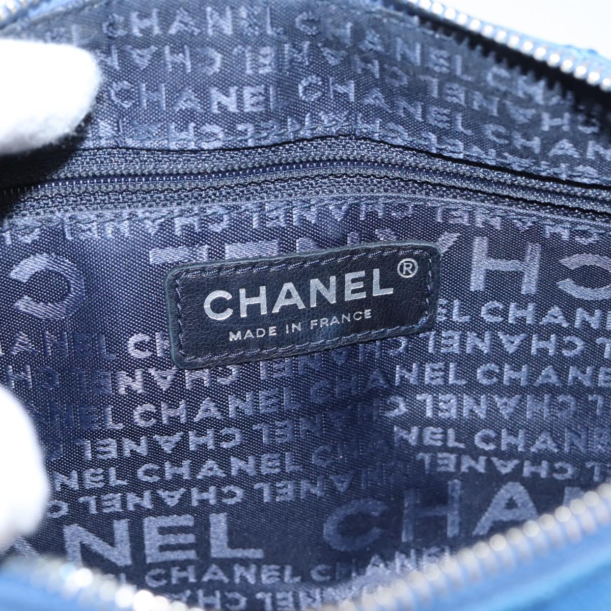 CHANEL Matelasse Chain Shoulder Bag Canvas Blue Silver CC Auth 206279V