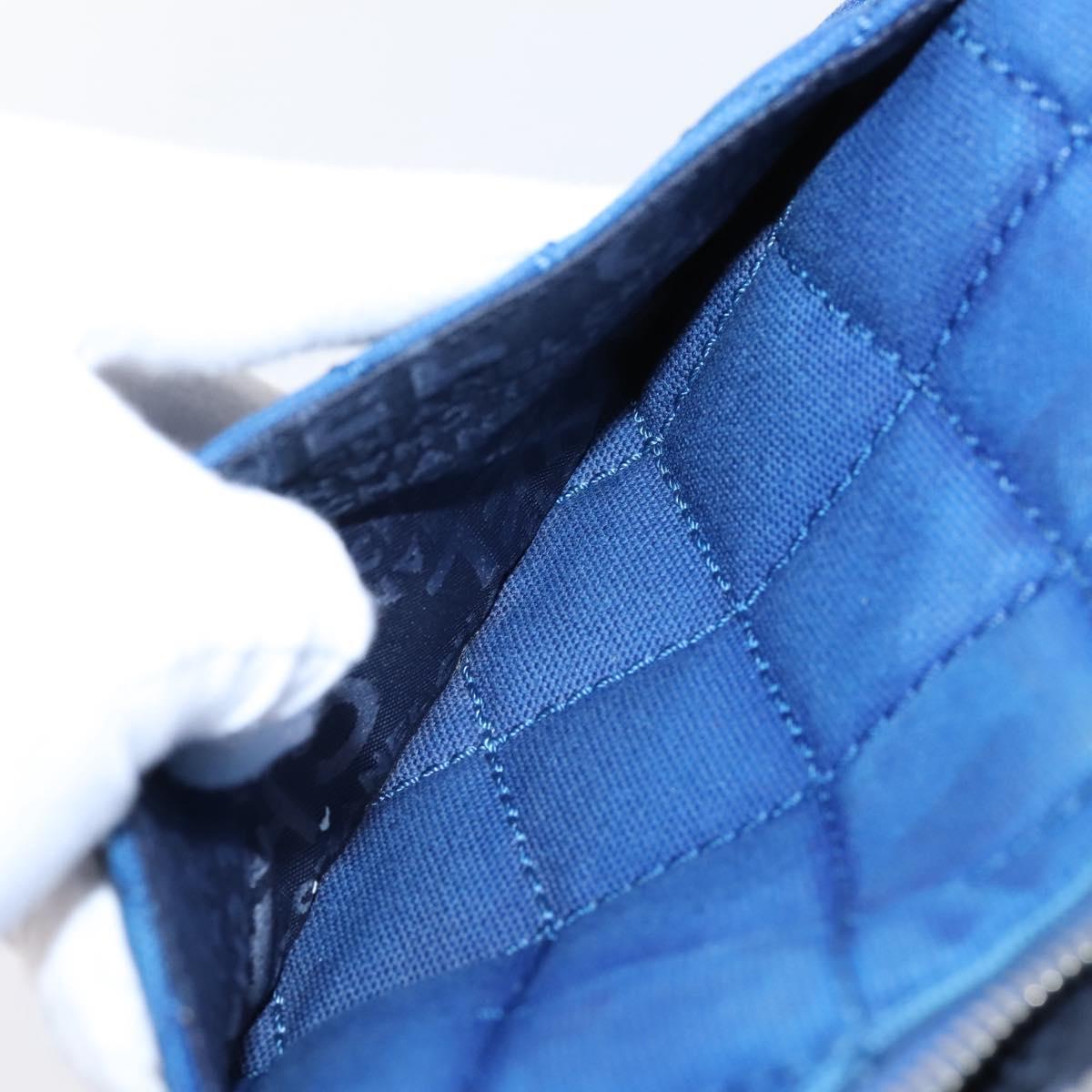 CHANEL Matelasse Chain Shoulder Bag Canvas Blue Silver CC Auth 206279V